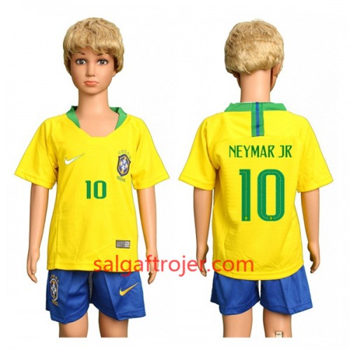 Brasilien Fodboldtrøjer Neymar Jr 10 Børn Hjemmebanesæt VM 2018 Brasilien Fodboldtrøjer Neymar Jr 10 Børn Hjemmebanesæt VM 2018